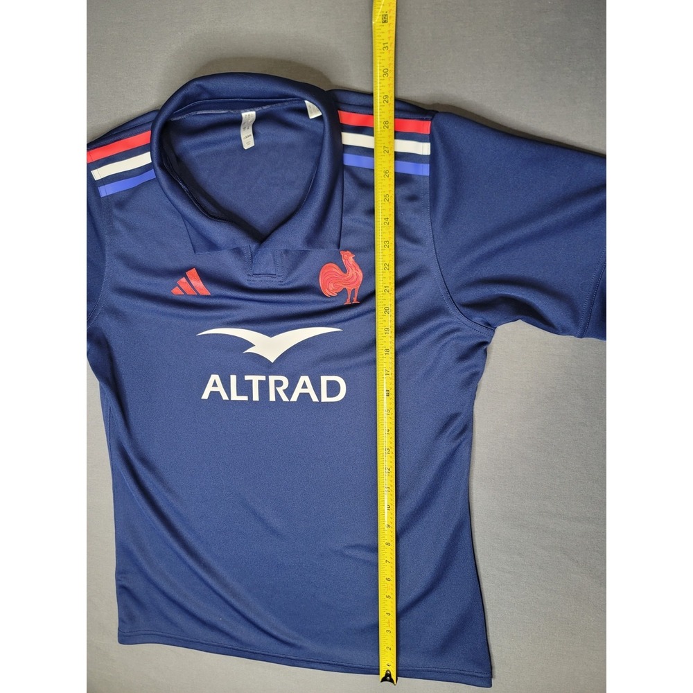 Adidas France Rugby Jersey Mens Large Blue Altrad Polo Shirt - Picture 9 of 10